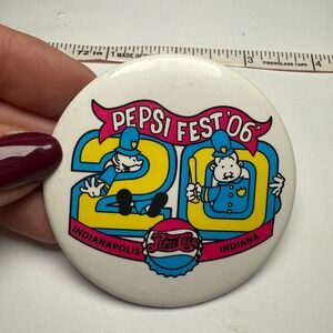 Pepsi Fest 06 20th Anniversary Button Pin 2.5"‎ Indianapolis Indiana Retro Promo
